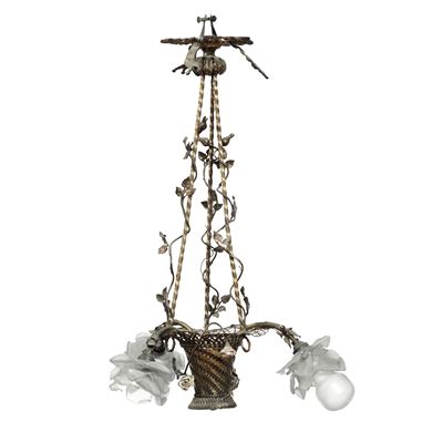 Lampadario a Tre Luci in Bronzo Dorato. XX Secolo