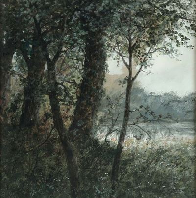 Pittore del XIX-XX Secolo Veduta con Alberi