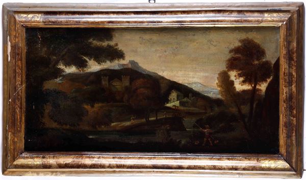 Scuola del XVIII secolo Paesaggio con pescatori