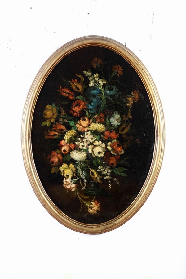 Scuola del XIX secolo Natura morta con vaso di fiori