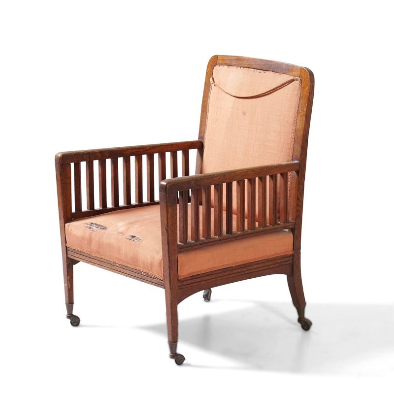 Ernesto Basile : Poltrona con rotelle  - Auction 20th century furniture - Cambi  [..]