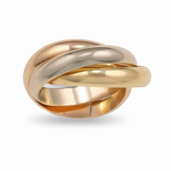 Three colors gold ring. Signed and numbered Cartier