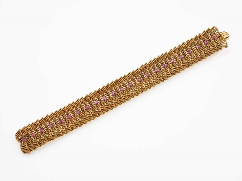 Ruby and low karat gold bracelet  - Auction Fine and Coral Jewels - Cambi Casa d'Aste