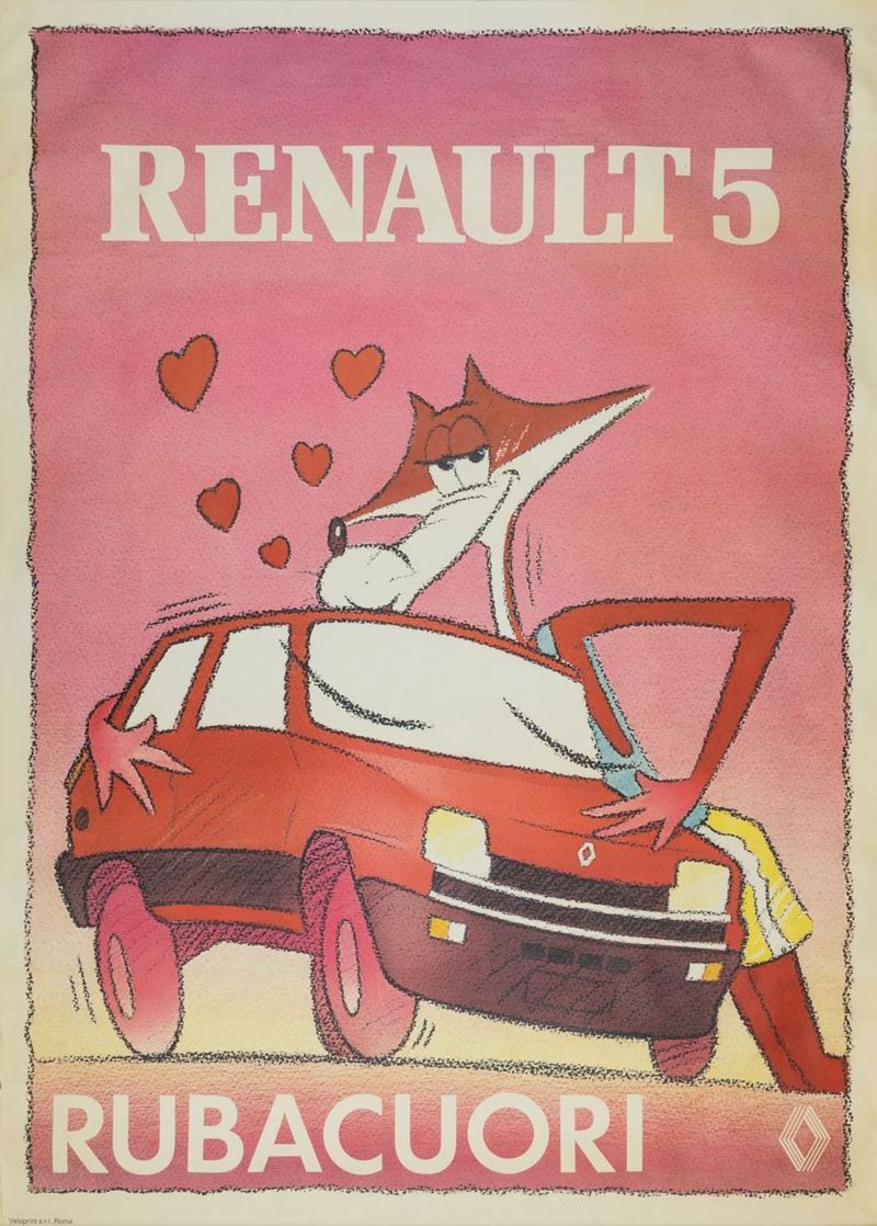 A.Reckziegel : Renault 5 Rubacuori  - Asta Manifesti d'Epoca | Cambi Time - Cambi Casa d'Aste