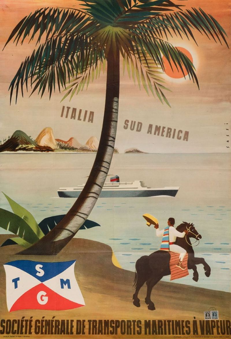 Alda Sassi : Italia Sud America - SGTM  - Auction POP Culture and Vintage Posters - Cambi Casa d'Aste