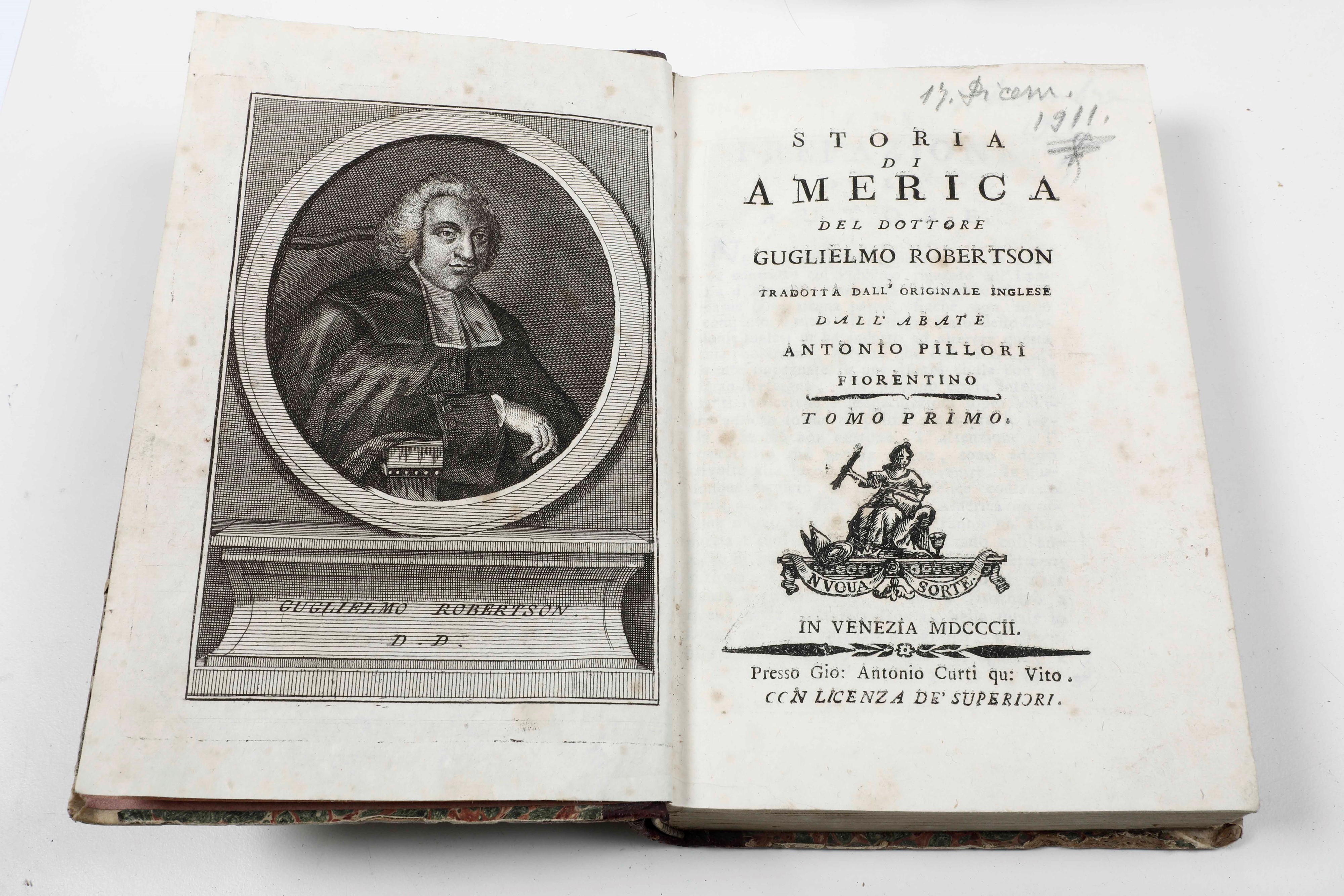 Guglielmo Robertson Storia di America, in Venezia, Presso Gio: Antonio Curti, 1802 (2 Volumi)