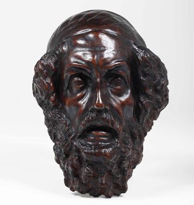 Testa di Omero. Legno Intagliato. XIX-XX Secolo