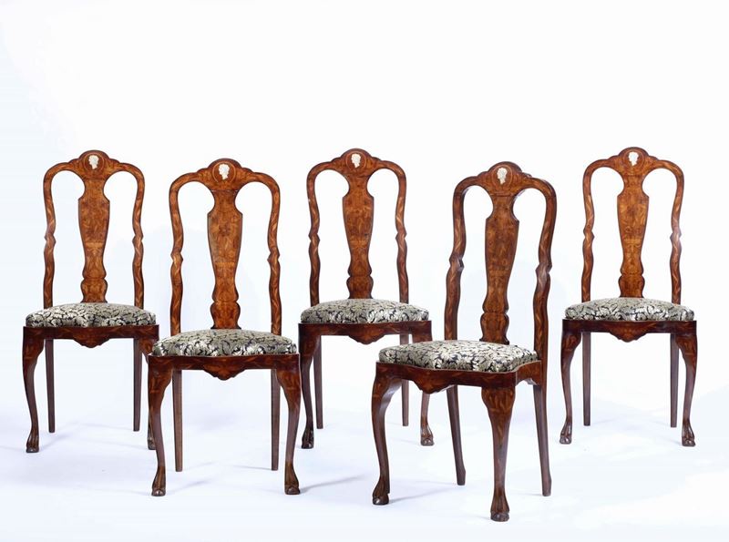 Insieme di cinque sedie. Olanda, XIX-XX secolo  - Asta Antiquariato Ottobre | Cambi Time - Cambi Casa d'Aste