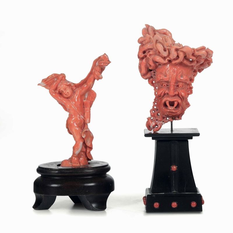 Due sculture in corallo. XX secolo  - Auction Italian Mansions - Cambi Casa d'Aste