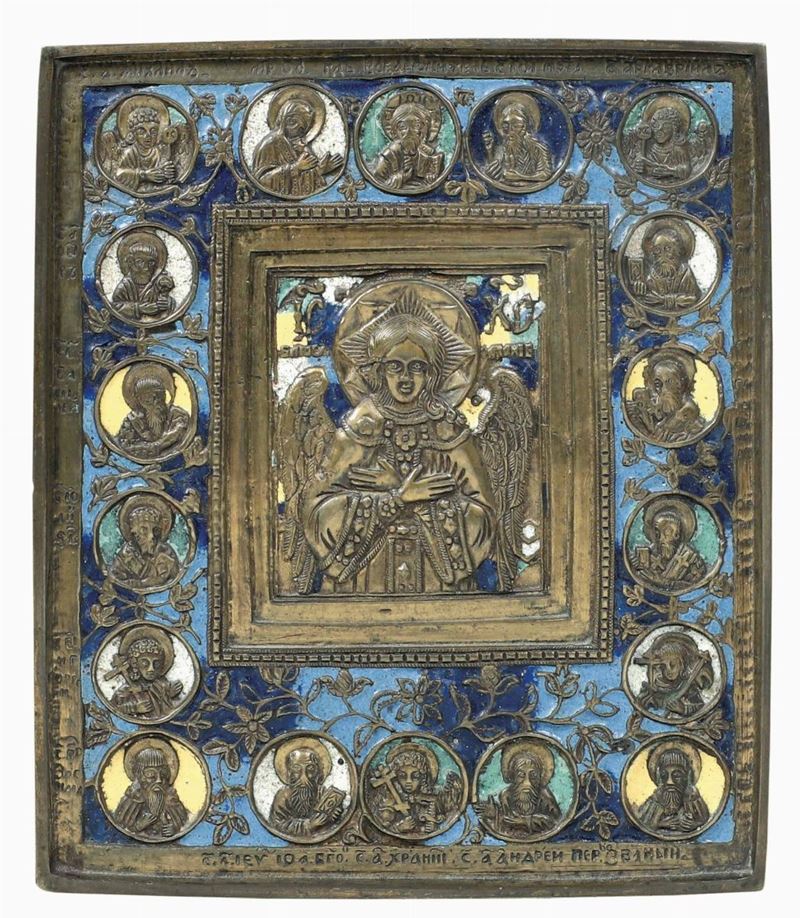 Icona in bronzo e smalti. Russia, XIX secolo  - Auction Italian Mansions - Cambi Casa d'Aste