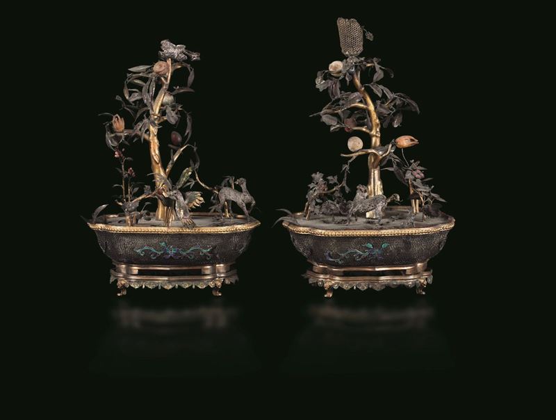 Two silver jardinières, China, Qing Dynasty Qianlong period (1736-1796)  - Auction Fine Chinese Works of Art - I - Cambi Casa d'Aste