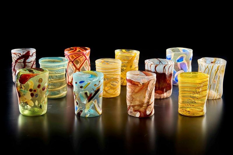 Dodici bicchieri Murano, seconda metà del XX secolo - Asta Arredo