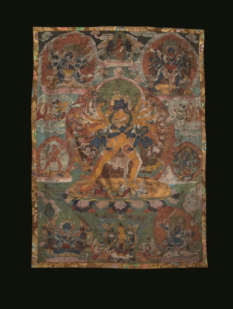 A silk Thangka, Tibet, late 17/early 1800s  - Auction Fine Chinese Works of Art - I - Cambi Casa d'Aste
