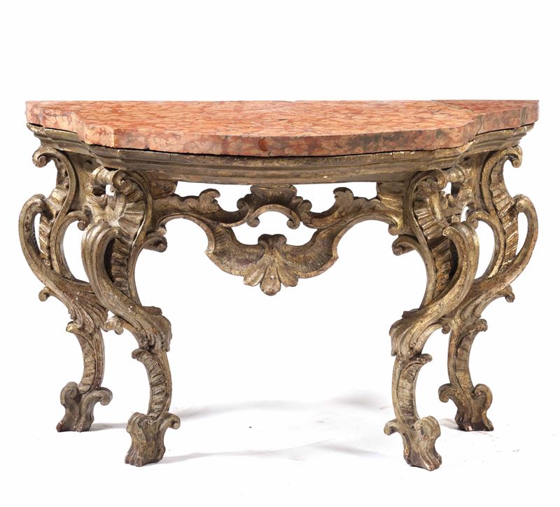 Consolle in legno intagliato e dorato. Italia centrale, XVIII secolo  - Auction Antique February - Cambi Casa d'Aste