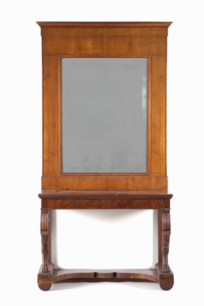 Consolle in legno intagliato e lastronato in mogano. XIX secolo  - Auction Antique April | Cambi Time - Cambi Casa d'Aste