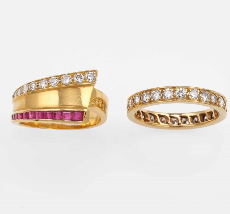 Due anelli con diamanti e rubini  - Asta Fine and Coral Jewels - Cambi Casa d'Aste