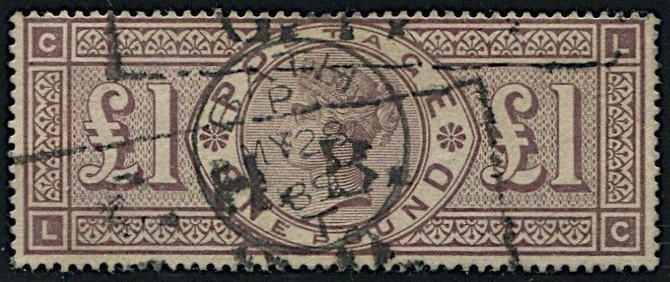 1888, Great Britain, £ 1 brown-lilac, wmk three orbs.  - Asta Filatelia e Storia Postale - Cambi Casa d'Aste