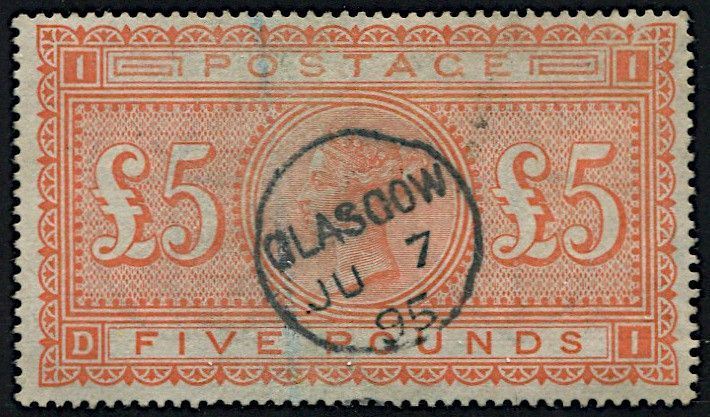 1882, Great Britain, £ 5 orange.  - Asta Filatelia e Storia Postale - Cambi Casa d'Aste