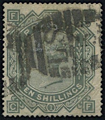 1883, Great Britain, 10 s. greenish grey.  - Asta Filatelia e Storia Postale - Cambi Casa d'Aste