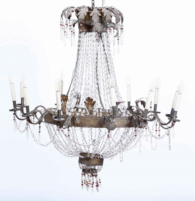 Lampadario a mongolfiera. XIX secolo  - Auction Antique April | Cambi Time - Cambi Casa d'Aste