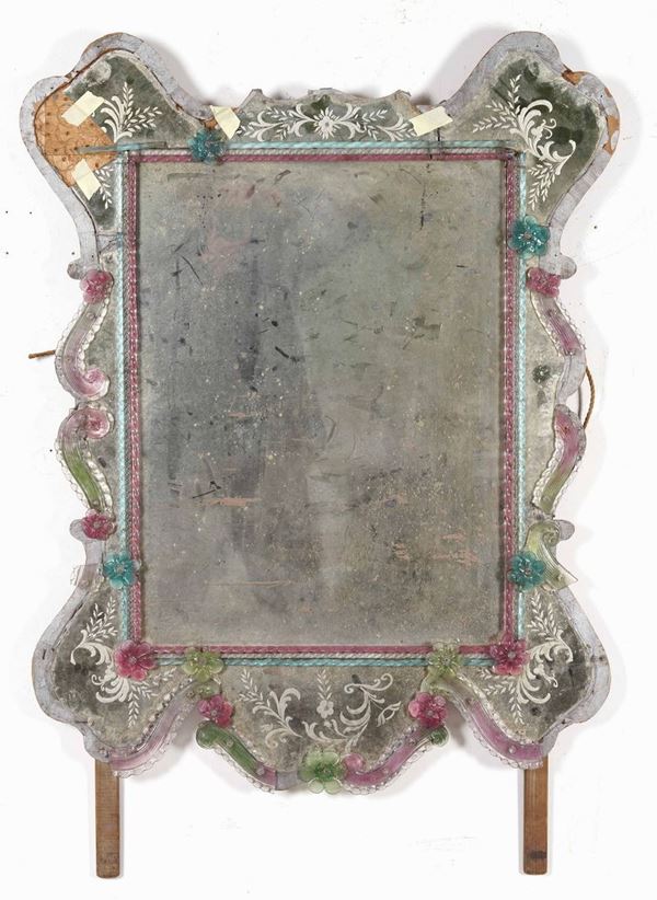Specchiera in vetro di Murano. XX secolo