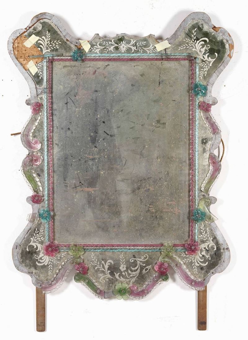 Specchiera in vetro di Murano. XX secolo  - Asta Antiquariato Aprile | Cambi Time - Cambi Casa d'Aste