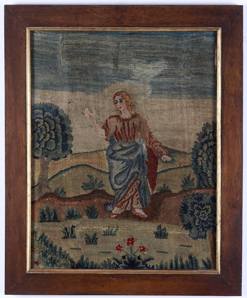 Piccolo punto in cornice raffigurante Santa. XIX secolo  - Auction Antique April | Cambi Time - Cambi Casa d'Aste