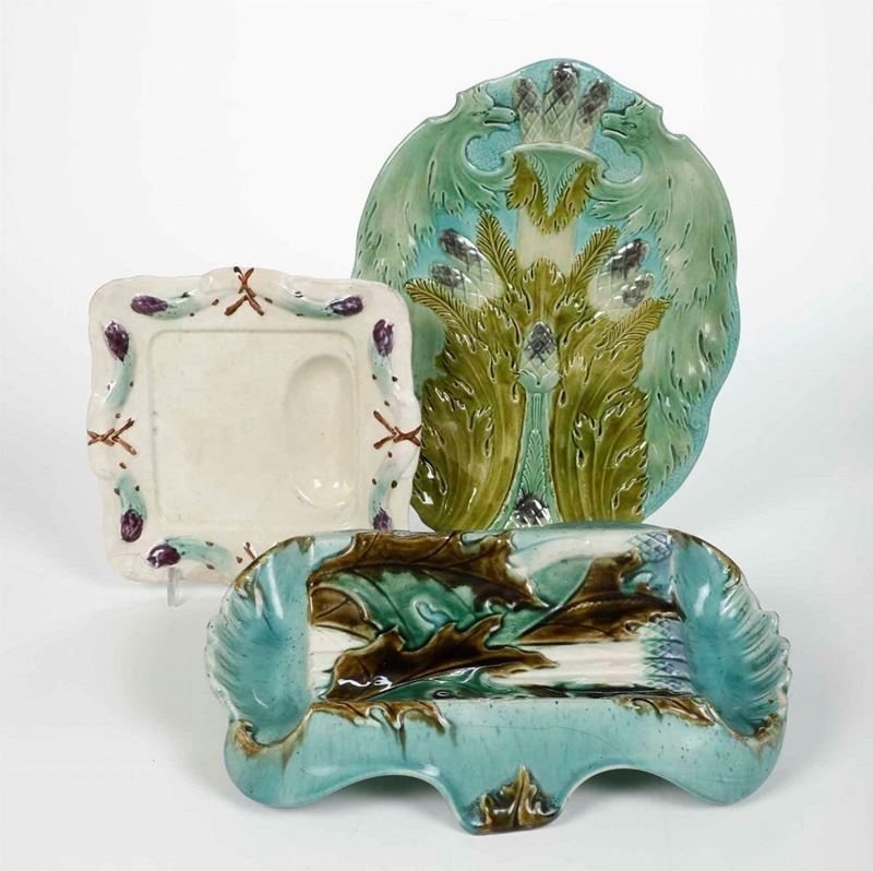 Una bacinella e un piatto da portata per asparagi Francia, XIX e XX secolo  - Asta Ceramiche e Vetri | Cambi Time - Cambi Casa d'Aste