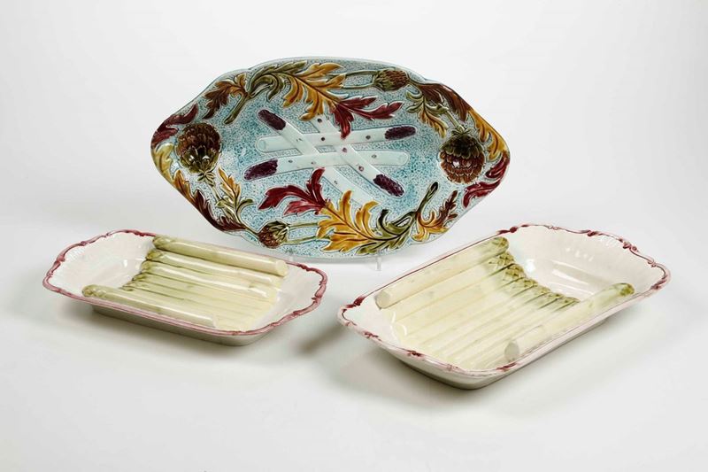 Tre présentoirs per asparagi Francia, fine XIX - inizio XX secolo  - Auction Ceramics and Glass | Timed Auction - Cambi Casa d'Aste