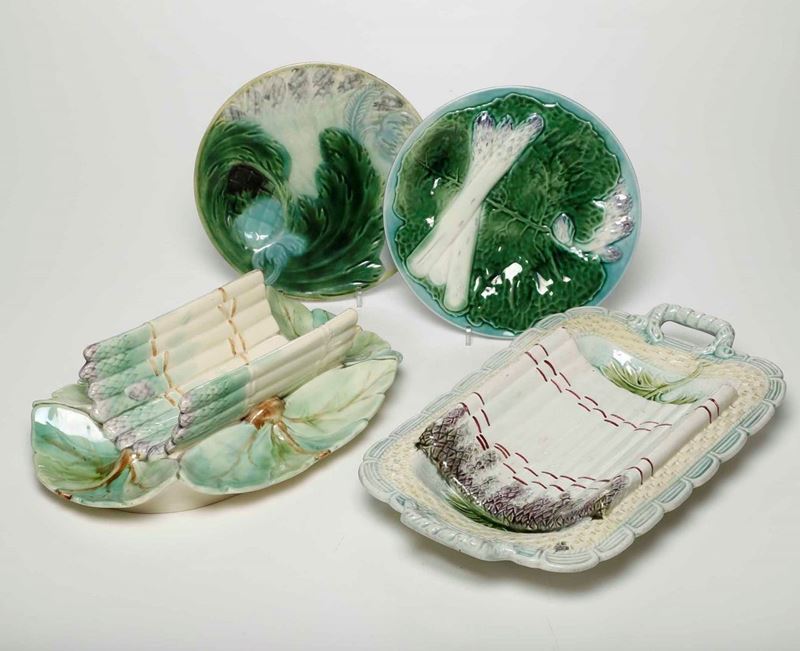 Due prèsentoires e due piatti per asparagi Francia, fine XIX - inizio XX secolo  - Auction Ceramics and Glass | Timed Auction - Cambi Casa d'Aste