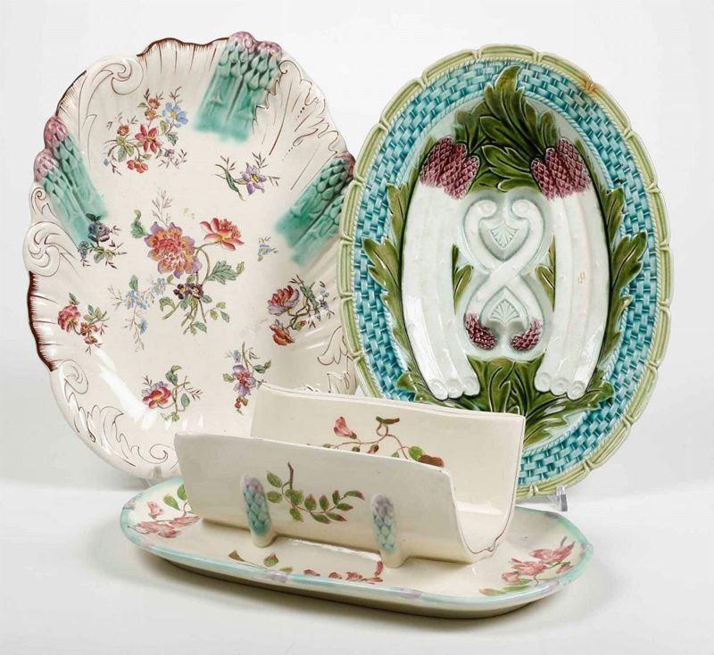 Tre présentoirs per asparagi Francia, fine XIX - inizio XX secolo  - Auction Ceramics and Glass | Timed Auction - Cambi Casa d'Aste