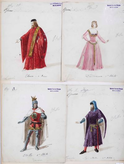 Scuola del XIX Secolo Figurini per L’otello di Verdi. Sartoria Teatrale Chiappa