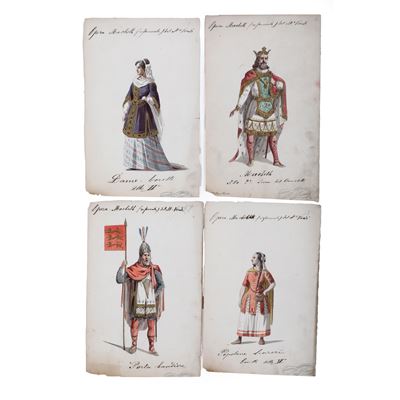 Scuola del XIX Secolo Figurini per il Macbeth di Verdi. Sartoria Teatrale Chiappa