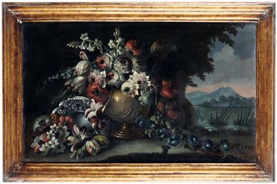 Natura Morta con Vaso Ricolmo di Fiori