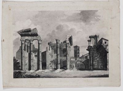 Luigi Querena, Rovine, china e acquerello su carta