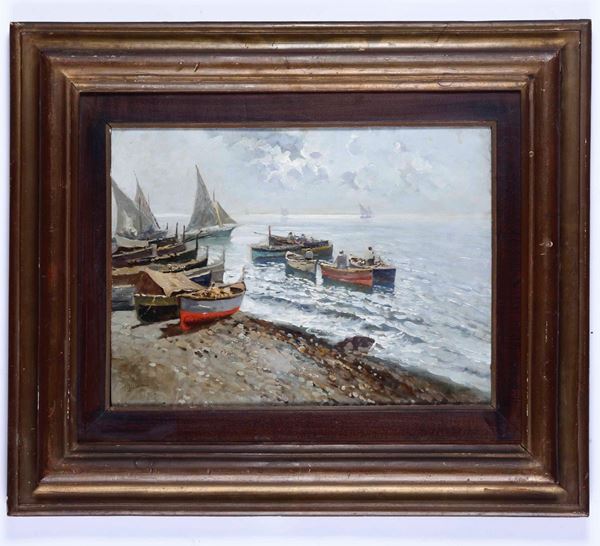 Pittore del XIX-XX secolo Barche di pescatori