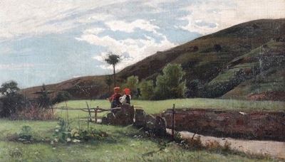 Veduta Collinare con Figure
