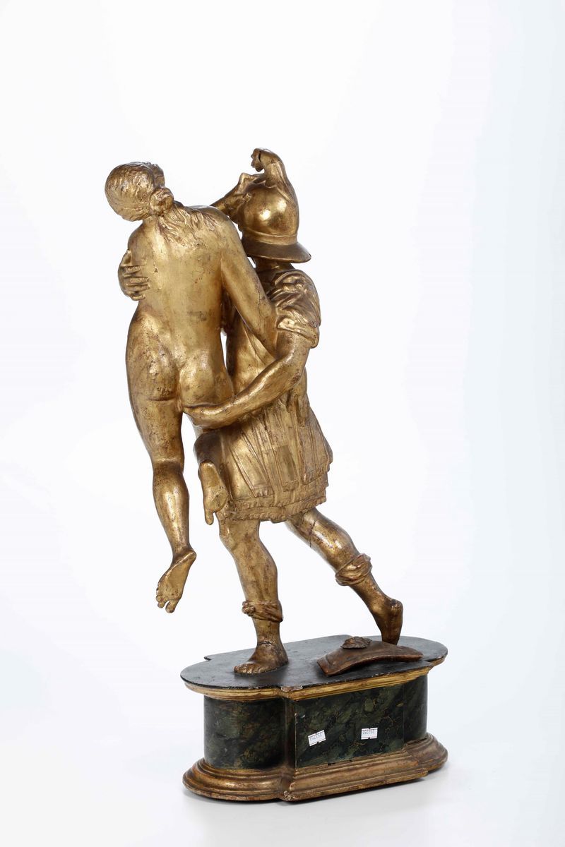 Ratto delle Sabine. Legno Dorato e Dipinto. Arte Barocca Italiana, Inizio del XVII Secolo, Seguac...