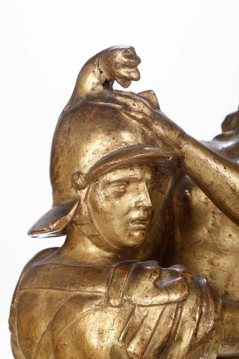 Ratto delle Sabine. Legno Dorato e Dipinto. Arte Barocca Italiana, Inizio del XVII Secolo, Seguac...