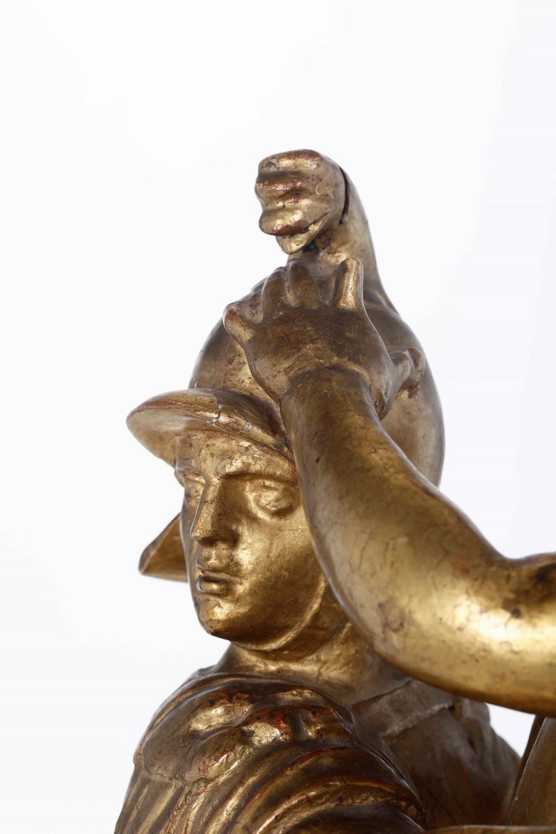 Ratto delle Sabine. Legno Dorato e Dipinto. Arte Barocca Italiana, Inizio del XVII Secolo, Seguac...