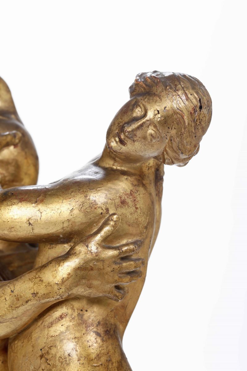 Ratto delle Sabine. Legno Dorato e Dipinto. Arte Barocca Italiana, Inizio del XVII Secolo, Seguac...
