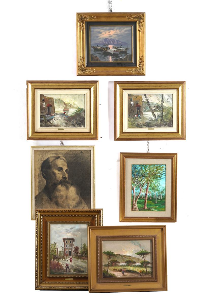 Lotto di 7 dipinti, XX-XXI secoio  - Auction Antique September - Cambi Casa d'Aste