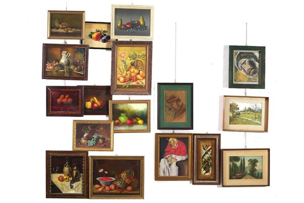 Lotto di 17 dipinti, XX-XXI secoio