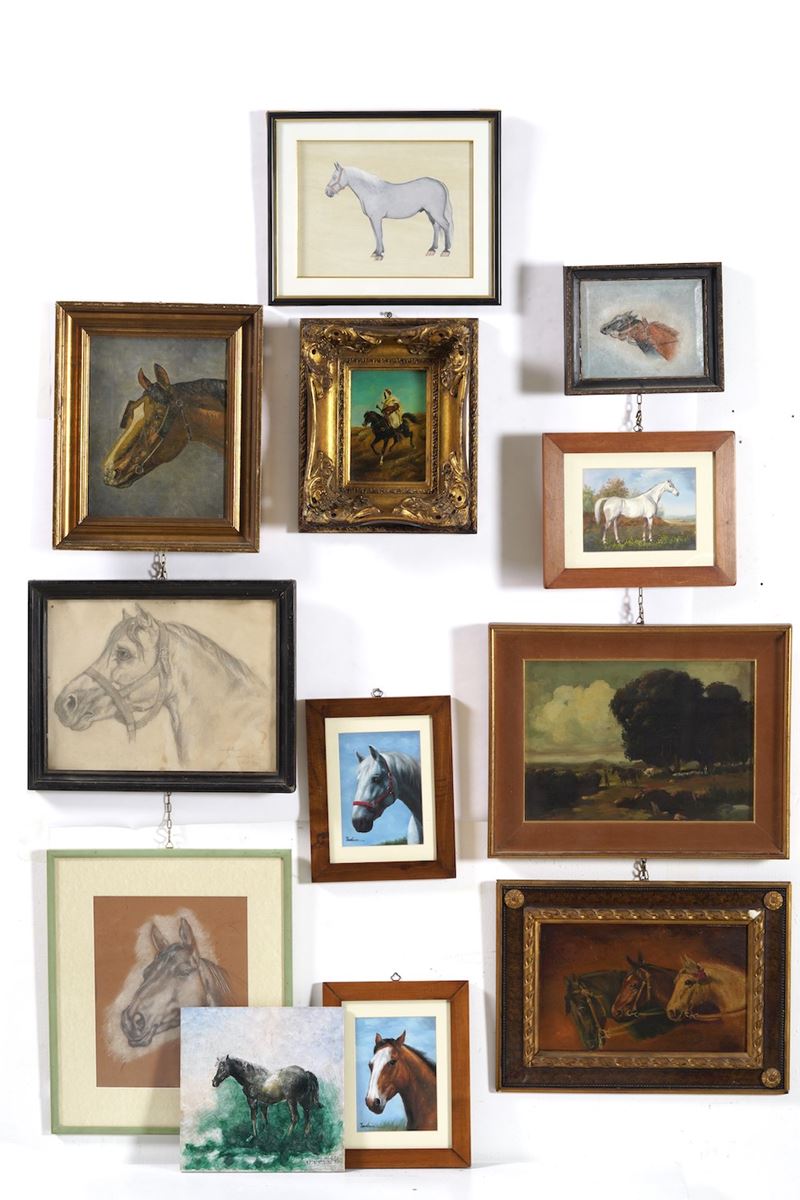 Lotto di dipinti a tema equino  - Auction Antique September - Cambi Casa d'Aste