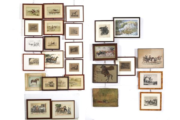 Lotto di stampe e riproduzioni a tema equino