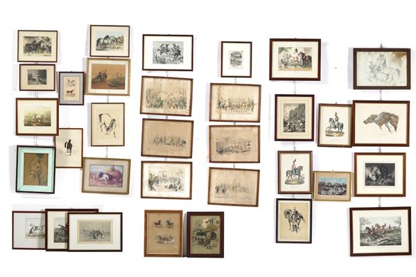 Lotto di stampe e riproduzioni a tema equino