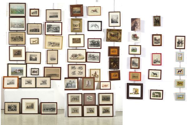 Lotto di piccole stampe a tema equino