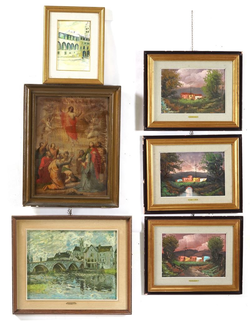 Lotto di sei tra dipinti e riproduzioni  - Auction Antique September - Cambi Casa d'Aste