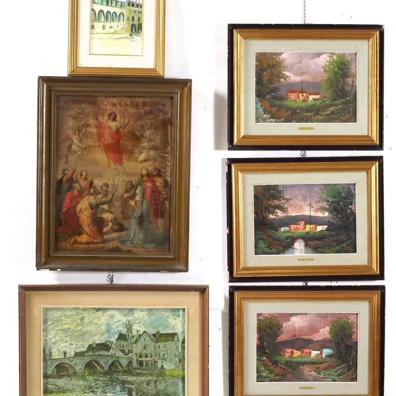 Lotto di sei tra dipinti e riproduzioni  - Auction Antique September - Cambi Casa d'Aste