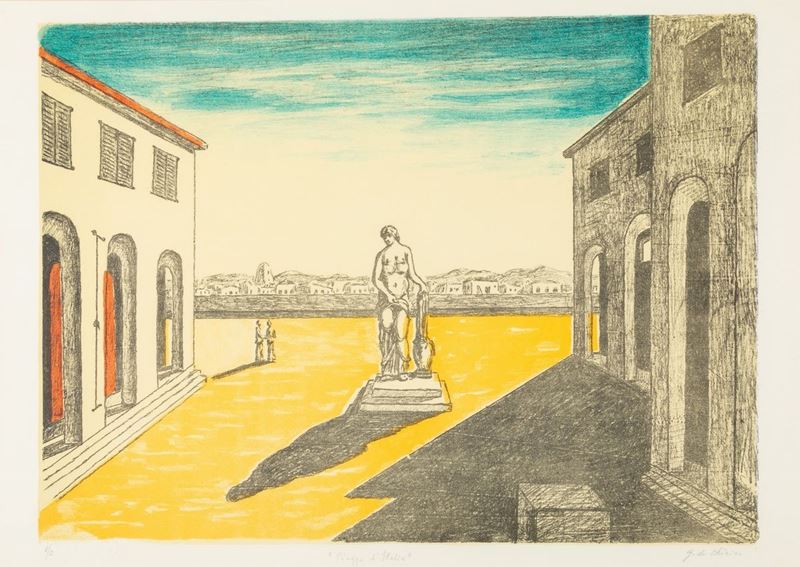 Giorgio De Chirico - Piazza D’italia con Efebo